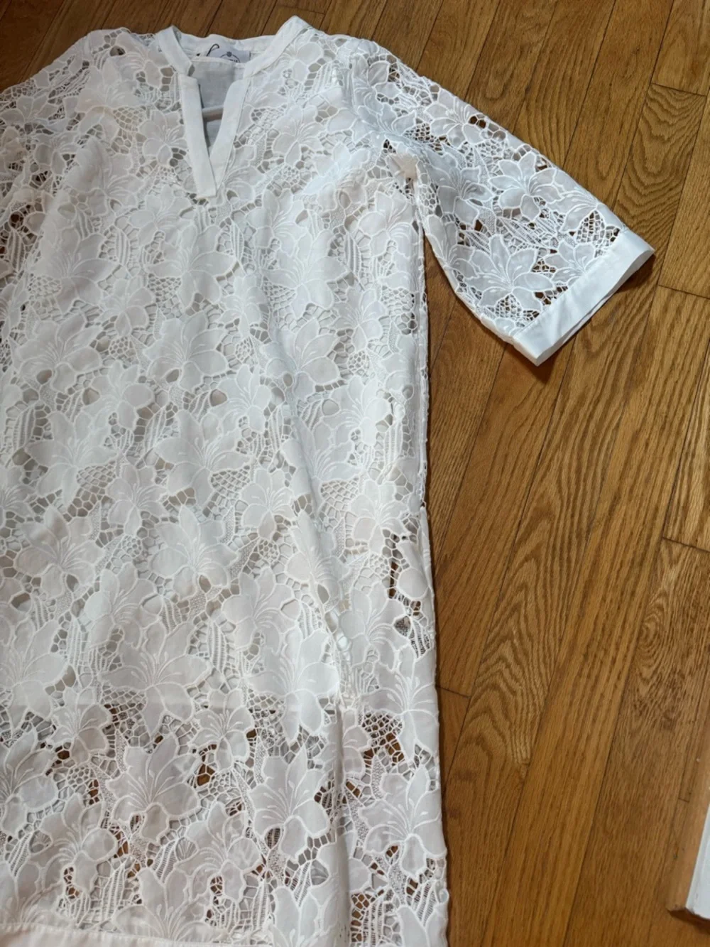 Marielle Womens Luana Lace Dress Sz 8 Floral Lace Classy Chic Luxury Coastal - Picture 3 of 16